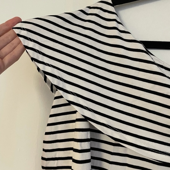 ASOS black & white stripped off the shoulder dress - Picture 2 of 6